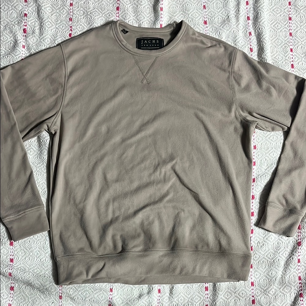 Jachs Tan Crewneck Sweater Soft Cotton Blend